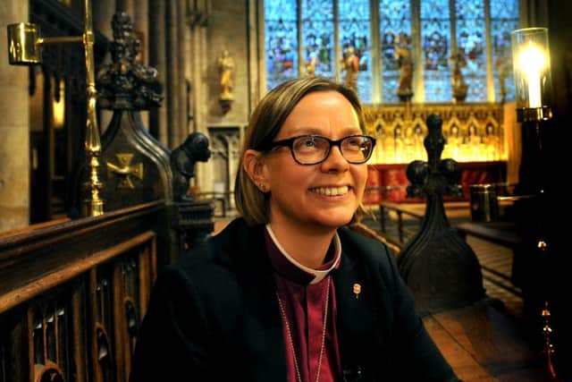 The new Bishop of Ripon  the Rt Rev Dr Helen-Ann Hartley on her first visit to Ripon Cathedral yesterday.