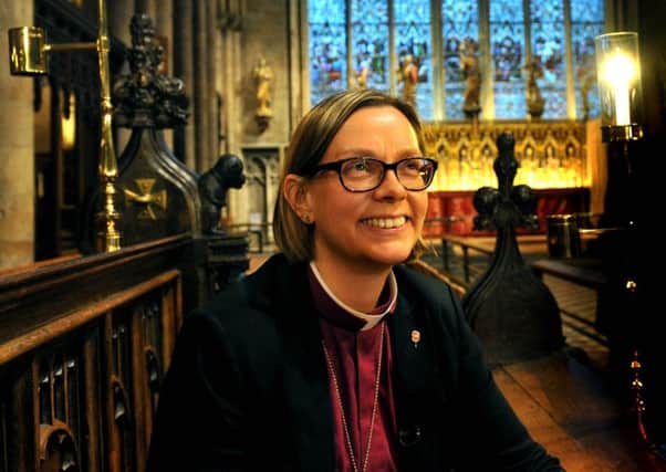 The new Bishop of Ripon  the Rt Rev Dr Helen-Ann Hartley on her first visit to Ripon Cathedral yesterday.