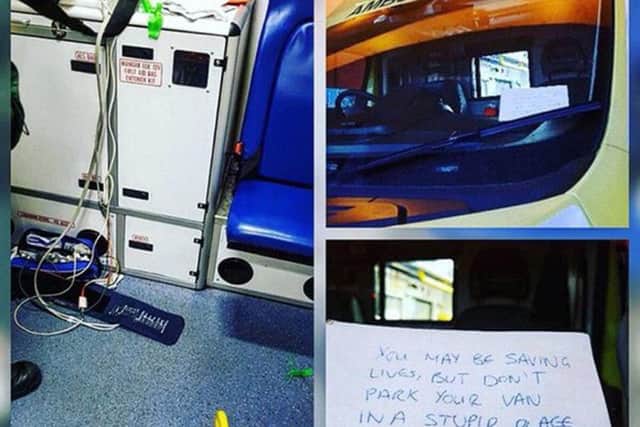 The note and the ambulance involved.
