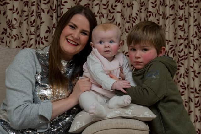 CONNECTION: Claire Morritt with children Joseph, four, and Gabriella, five months.