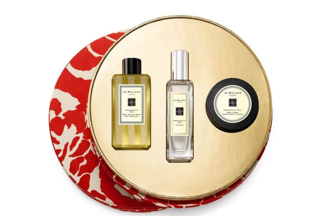 Jo Malone Pomegranate Noir CollectionThree indulgent treats are brought together in a gorgeous luxe gift box featuring Jo Malone Londons divine and iconic evening fragrance. Theres a cologne, a sensual Body & Hand Wash and a rich Body CrÃ¨me. Finished with a burst of decorative green, it costs Â£78 at Jo Malone stores across Yorkshire and at Jomalone.co.uk.