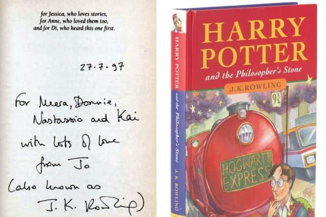 The signed copy of the Harry Potter book.