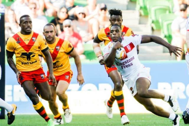 Jermaine McGillvary in action against Papua New Guinea.