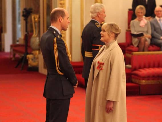 Sarah Lancashire from Twickenham is made an OBE (Officer of the Order of the British Empire) by the Duke of Cambridge at Buckingham Palace. pa