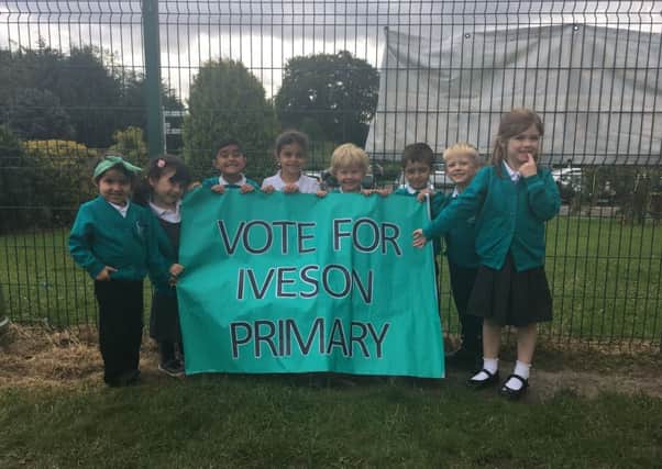 Some of the pupils at Iveson Primary School who successfully campaigned to win Â£12k for a new eco-friendly lighting system.