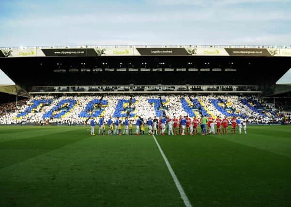Leeds United fans show their willingness to show a sense of togetherness before Sunday's game against Middlesbrough. 
Picture: Jonathan Gawthorpe