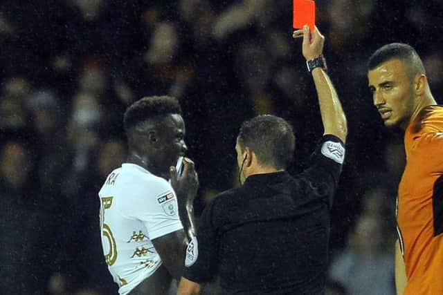 Ronaldo Vieira is shown the red card.