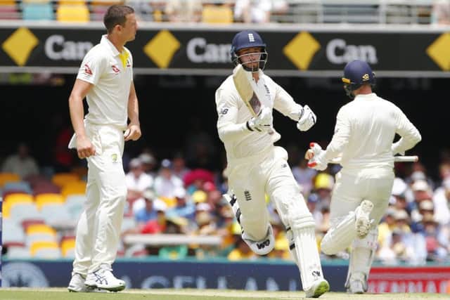 England's James Vince son his way to making an impressive 83 on day one of The Ashes at Brisbane. Picture: Jason O'Brien/PA
