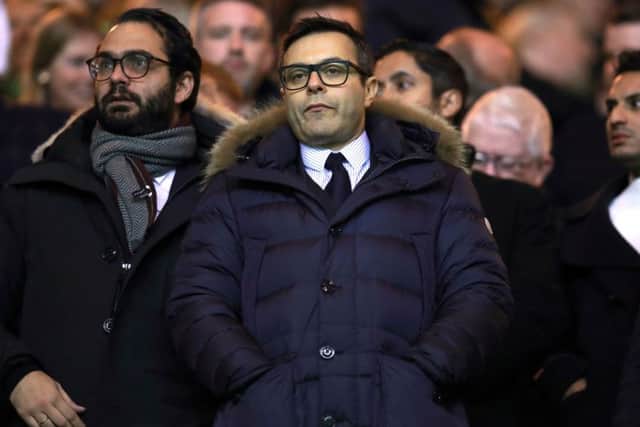Leeds United's owner Andrea Radrizzani watches from the directors' box at Wolves.