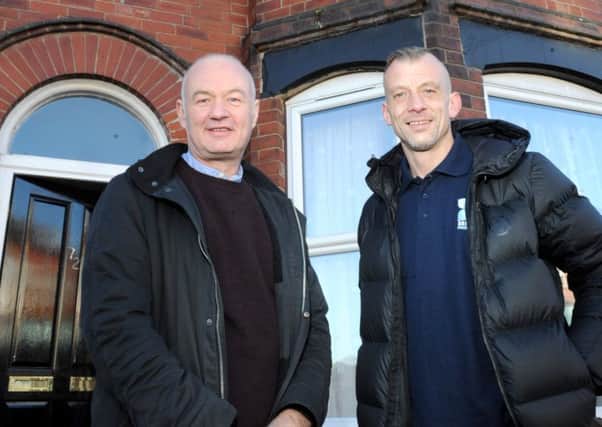 LATCH
  Grange Avenue, Harehills, Leeds,   James Hartley, boss of Latch(Leeds action to create homes) and Garry Mackintosh  at the flat   STORY Emma