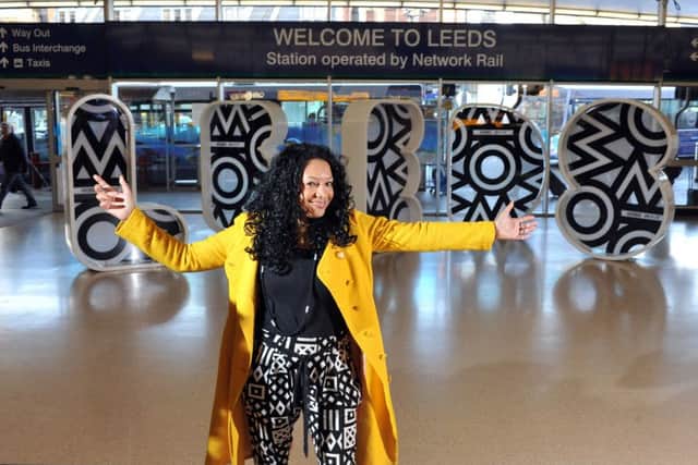 14  November 2017 .......       Kanya King MBE,  founder of the MOBO Awards by  Leeds signage in Leeds City Station changed in a nod to the MOBO's which the city is hosting at the end of the month.  Picture Tony Johnson