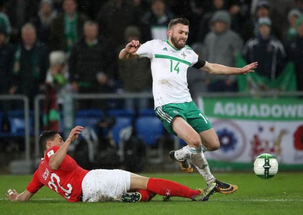 INJURED: Stuart Dallas in action for Northern Ireland against Switzerland in the World Cup play-off. Picture: Nick Potts/PA Wire