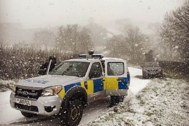 Police at the scene of the rescue in North Yorkshire today