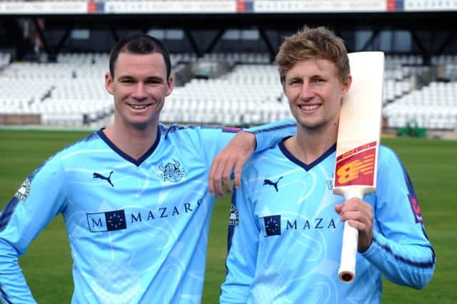 FAIR GAME: Australia's Peter Handscomb, left, pictured with Yorkshire team-mate Joe Root at the Headingley club's pre-season media day.
 Picture: Jonathan Gawthorpe