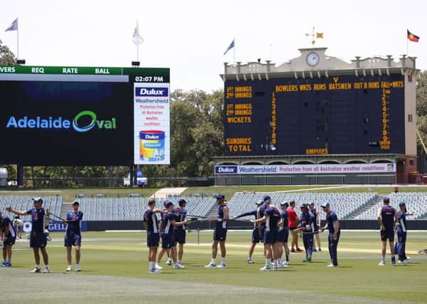 HITTING BACK: England train during a nets session at the Adelaide Oval. Picture: Jason O'Brien/PA