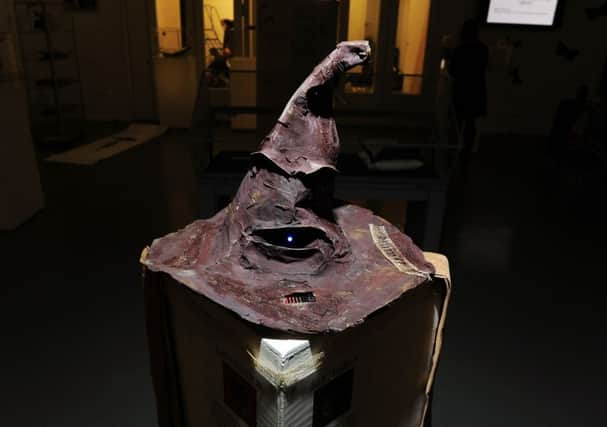 History of Magic Exhibition at Leeds Central Library.. a sorting hat at the exhibition..1st December 2017 ..Picture by Simon Hulme