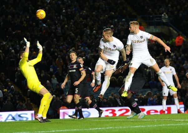 Liam Cooper finds the net with a header against Aston Villa but it is ruled out for offside.