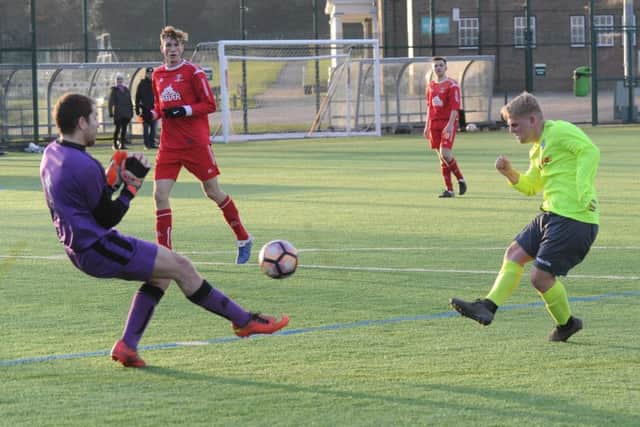 Connor Firth shoots for Gildersome against Leeds Medics Res. PIC: Steve Riding