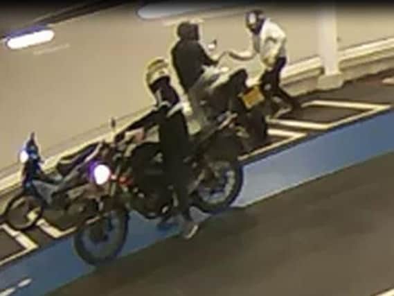 CCTV footage shows members of the gang stealing a motorbike in Leeds.