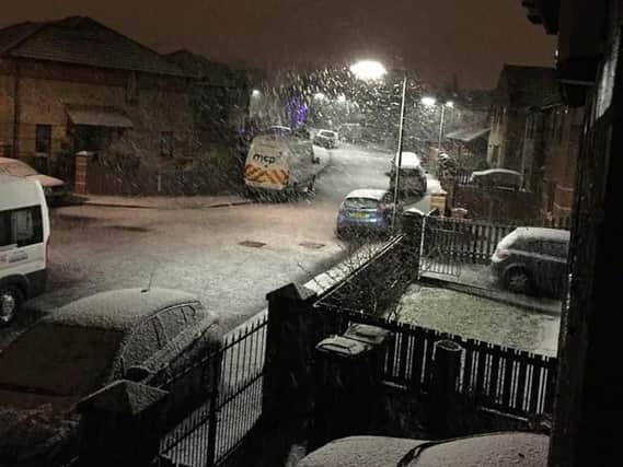 Snow in Leeds last night. Photo: Charlotte Fergie