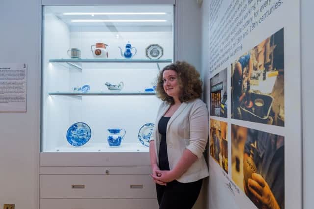 Date: 5th December 2017.
Picture James Hardisty.
MA Art Gallery and Museum Studies students from Leeds University have created an exhibition of Yorkshire pottery within The Stanley and Audrey Burton Galley inside the Parkinson Building at Leeds University. Pictured Beth Arscott, MA Art Gallery and Museum Studies student, looking at the exhibits on display.