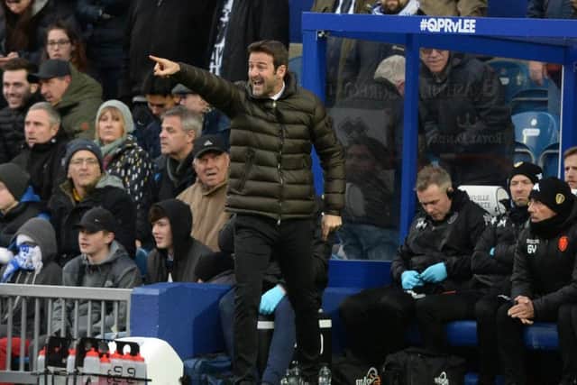 Thomas Christiansen directs his players from the sidelines at Loftus Road on Saturday afternoon. 
Picture: Bruce Rollinson