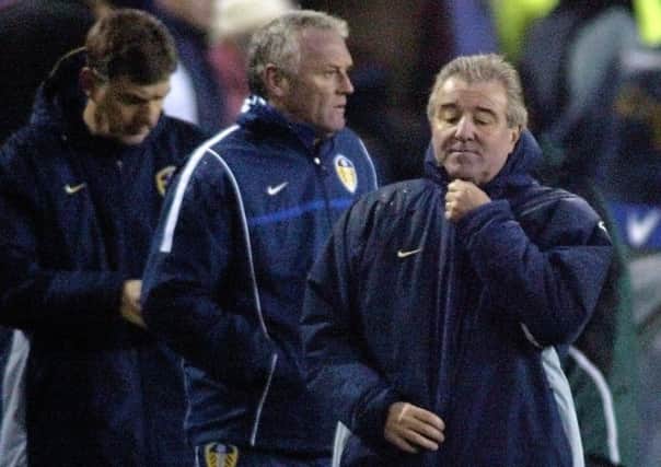Leeds United manager Terry Venables leaves the pitch after his side's 2-1 UEFA Cup defeat to Malaga.
