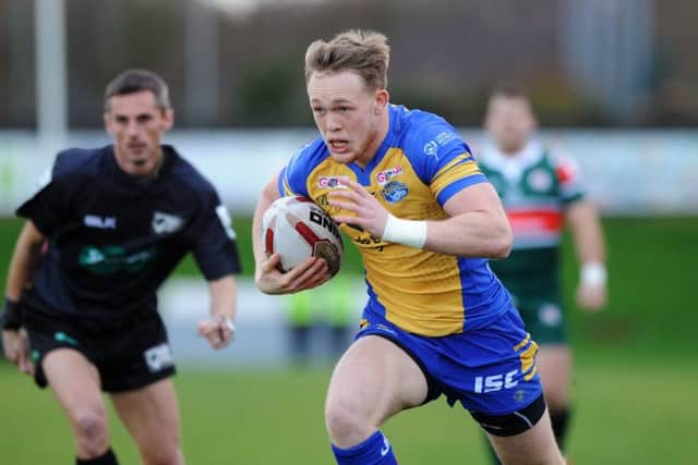 Cory Aston, in action for Leeds Rhinos.