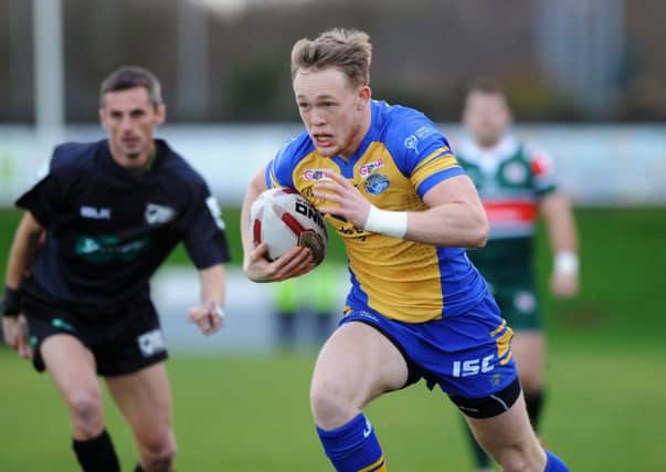 Cory Aston, in action for Leeds Rhinos.