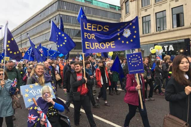 ON THE MARCH: People from Leeds joined a march against Brexit in Manchester earlier this year.
