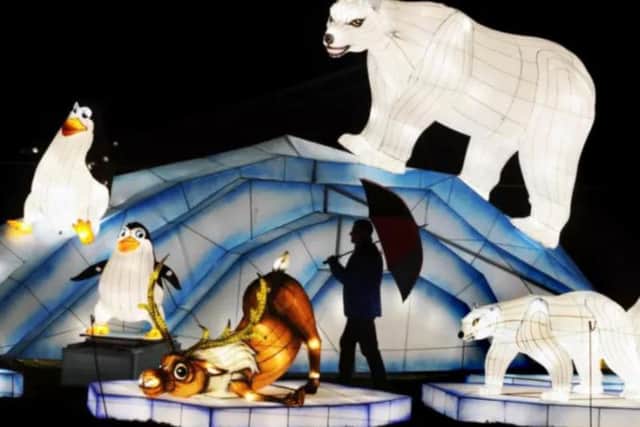 Polar Bears on Ice at The Magical Lantern Festival in Roundhay Park Leeds to January 1, 2018
