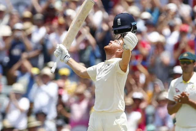 England's Jonny Bairstow celebrates his century on day two at the WACA. Picture: Jason O'Brien/PA