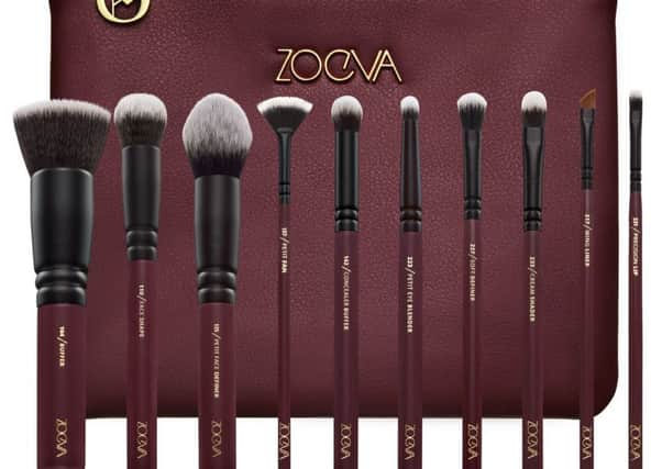 Zoeva The New Opulence Collection Brush Set
: A gorgeously decadent set of 10 vegan professional make-up brushes made of pure synthetic hair. They come in an on-trend deep plum colour with matte black embossment, plus a luxe and stylish burgundy clutch with a lush floral inlay. Buy for Â£80 or for Â£98 as part of a gift set with Zoeva make-up palettes. Available from Zoevacosmetics.com