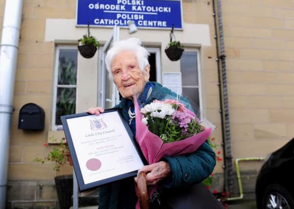 Molly Warner celebrates her 104th birthday at the Polish Club, Chapeltown, Leeds. Picture by Simon Hulme