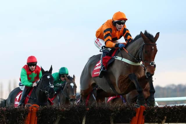 Thistlecrack, ridden by Tom Scudamore in the Ladbrokes Long Distance Hurdle at Newbury earlier this month. PIC: Tim Goode/PA Wire