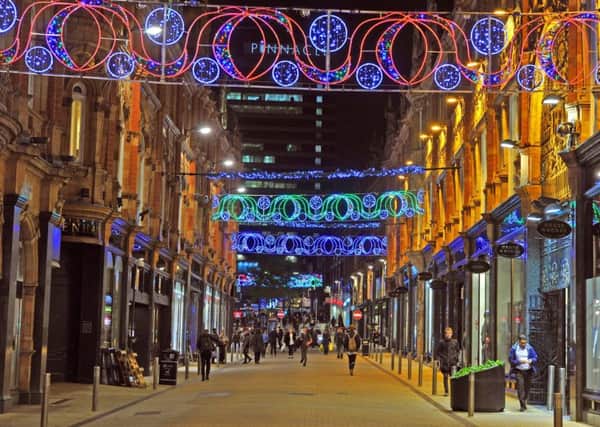 TWINKLING: The Christmas lights in Leeds city centre. PIC: Tony Johnson