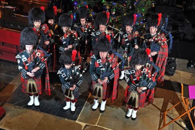 13 December 2017...... 11 pipers piping Leeds Pipe Band. Picture Tony Johnson.
