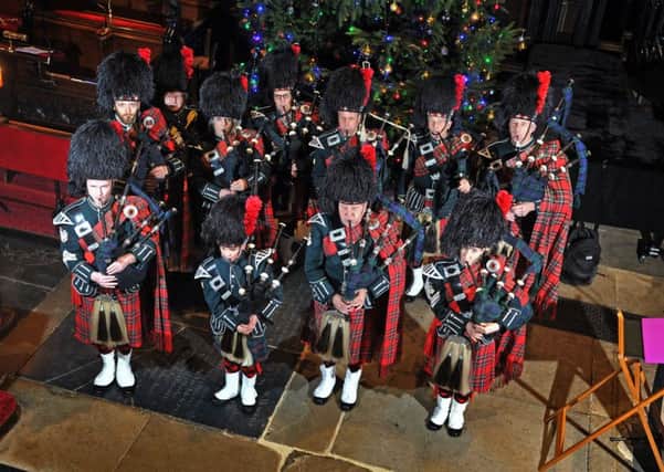 13 December 2017......    11 pipers piping Leeds Pipe Band. Picture Tony Johnson.