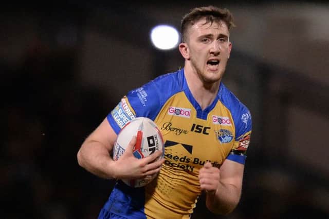 Jordan Baldwinson in a rare appearance
 for Leeds Rhinos last year against new club Wakefield Trinty. (Picture: Bruce Rollinson)