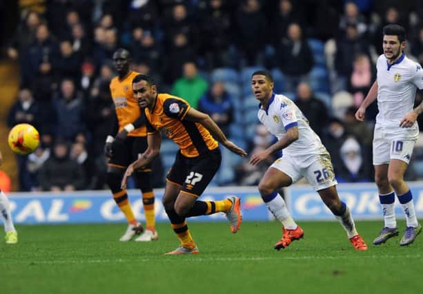 Liam Bridcutt battles for possession against Hull City when the two sides last met at Elland Road in 2015.