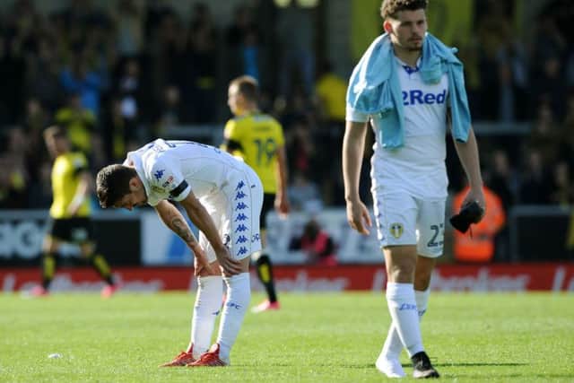 Disapointment for United's Pablo Hernandez and Kalvin Phillips at Burton