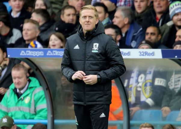 Middlesbrough manager Garry Monk, pictured at Elland Road during a 2-1 defeat earlier this season. Picture : Richard Sellers/PA