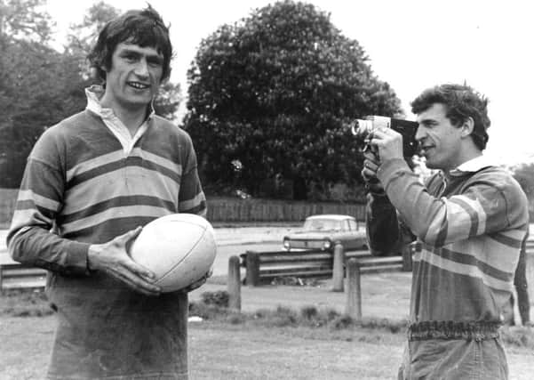 In the spotlight. Leeds skipper Alan Hardisty focuses on John Atkinson who, in 1972, was Leeds' leading try scorer.