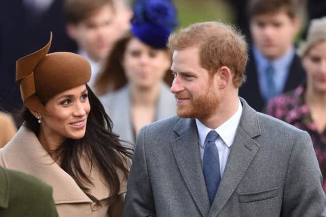 Prince Harry and Meghan Markle arriving at St Mary Magdalene Church in Sandringham, Norfolk. Picture: Joe Giddens/PA Wire