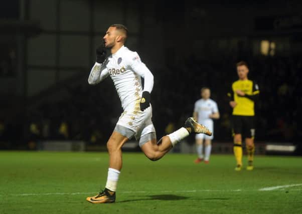 Leeds United's Kemar Roofe celebrates his winning goal. Picture by Tony Johnson.