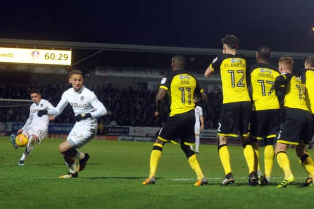 SPOT ON: Leeds United's Pablo Hernandez equalise through a fine, curling free-kick. Picture: Tony Johnson.