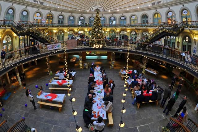 Leeds charity Angels of Youth  at the Corn Exchange on Christmas Eve to provide more than 200 lonely people with a three course dinner and entertainment. Picture Tony Johnson.