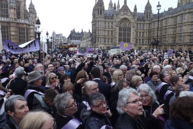 WASPI supporters outside Westminster