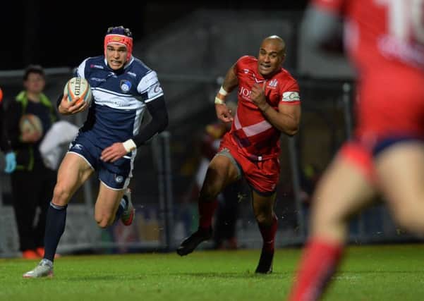 Chris Elder attacks down the wing for Yorkshire Carnegie against Bristol. (Picture: Bruce Rollinson)