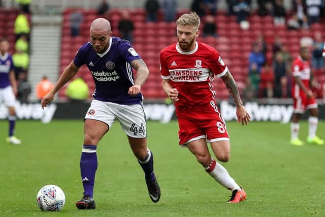Wanted: Boro's Adam Clayton in action against the club who want him, Sheffield United.